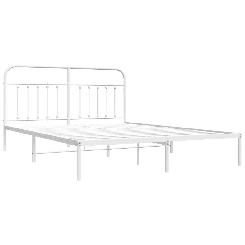 Letto matrimoniale | Letto per adulti | Giroletto con Testiera Metallo Bianco 183x213 cm