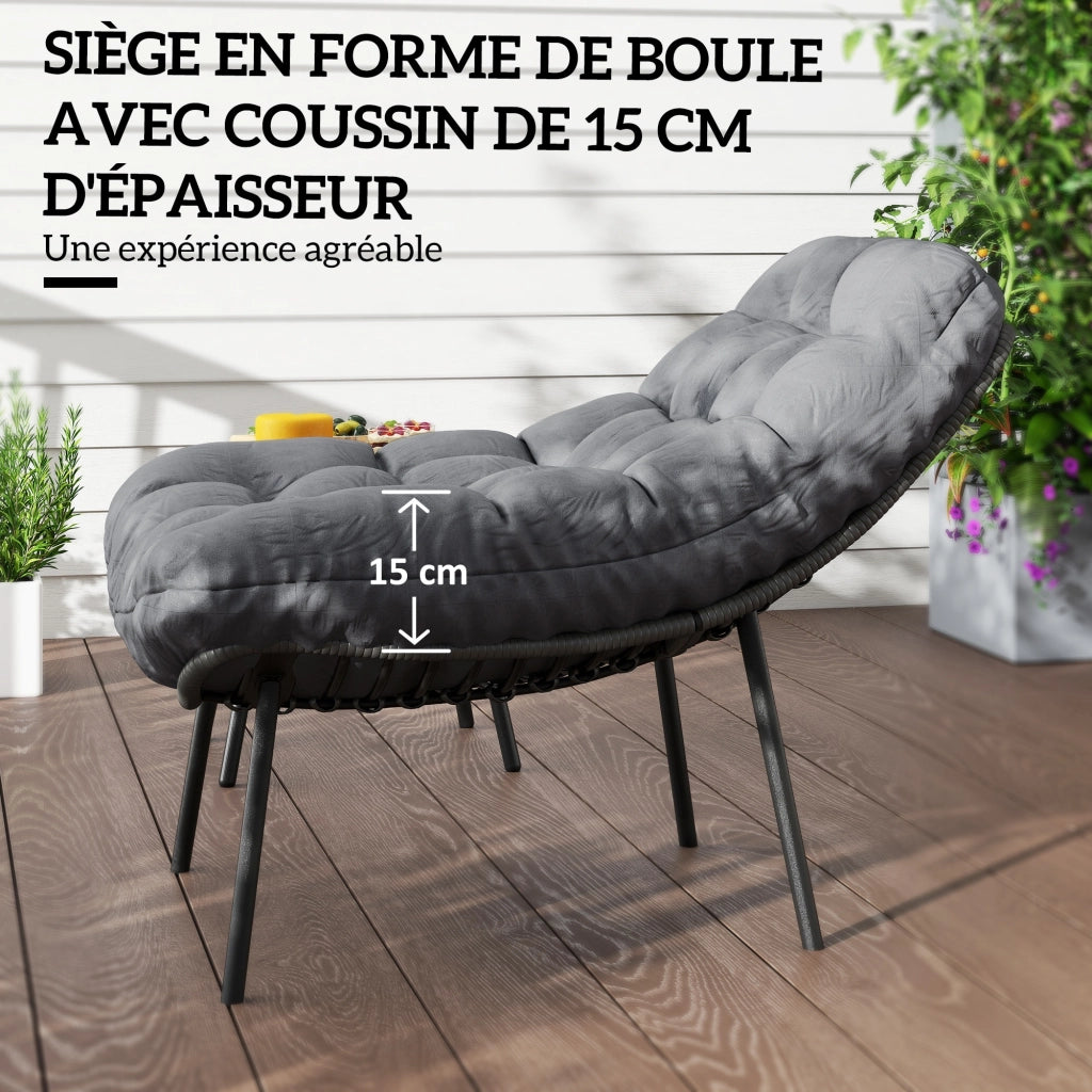 Divano da giardino 2 posti con cuscini ¨C zephmum ¨C grigio in resina polyrattan