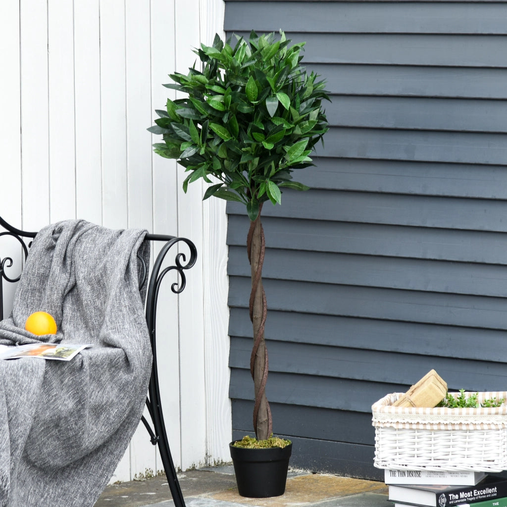 EasyComfort Set di 2 Alberi di Alloro in Vaso, Piante Finte in Plastica Altezza 120cm per Interni
