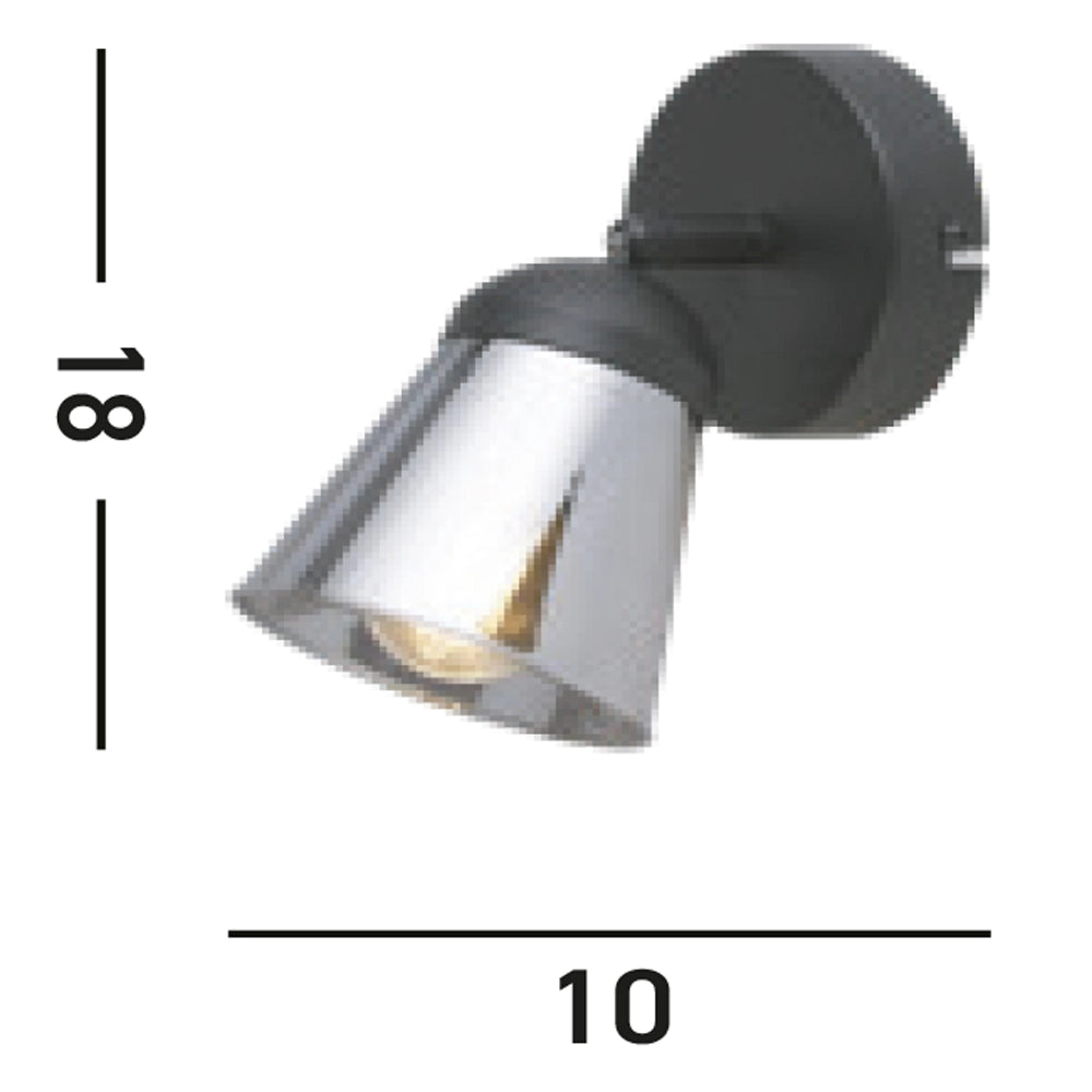 Applique Contemporanea Mega Acciaio Nero Fumè 1 Luce E14