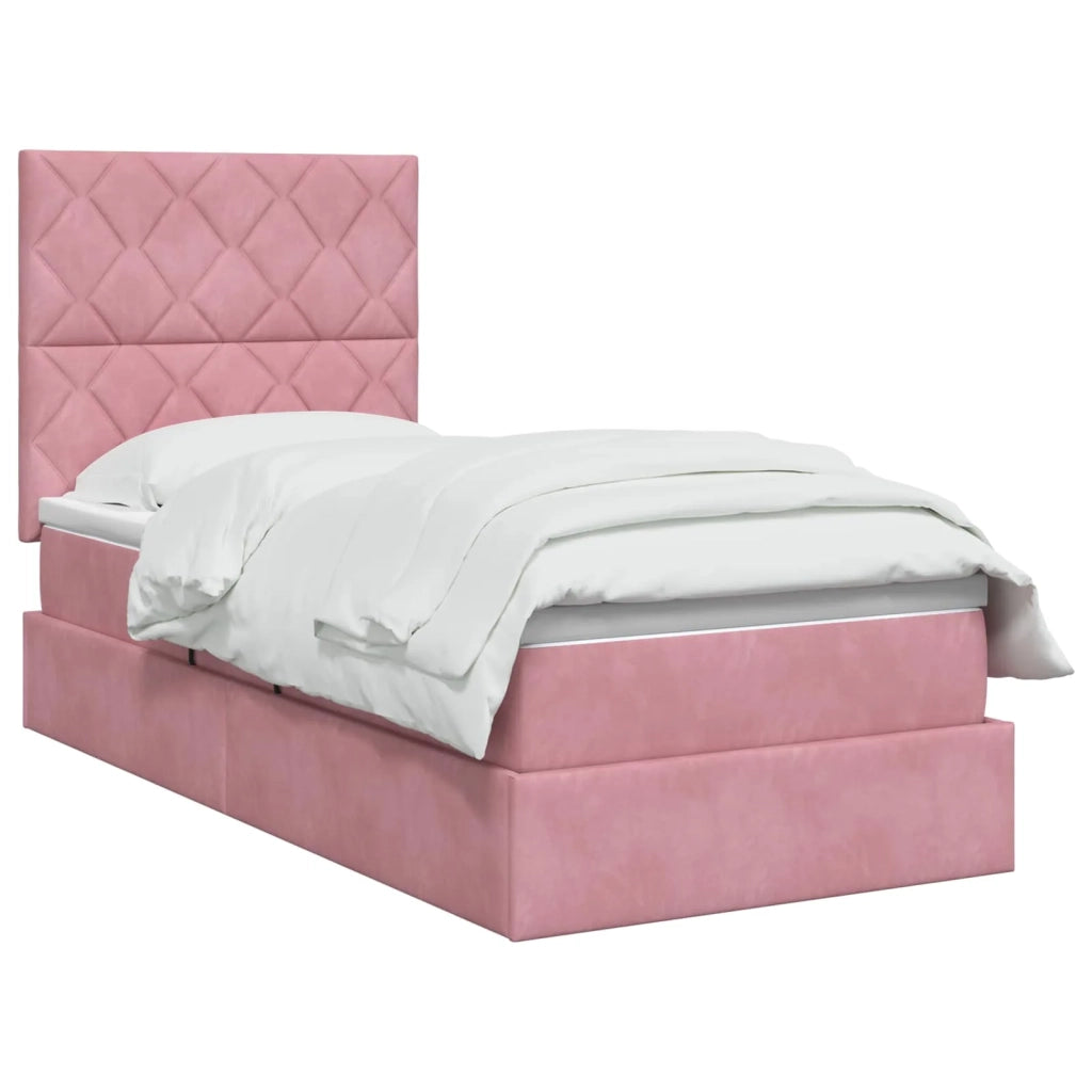 Letto con contenitore e materasso Rosa 100 x 200 cm Velluto 3459734