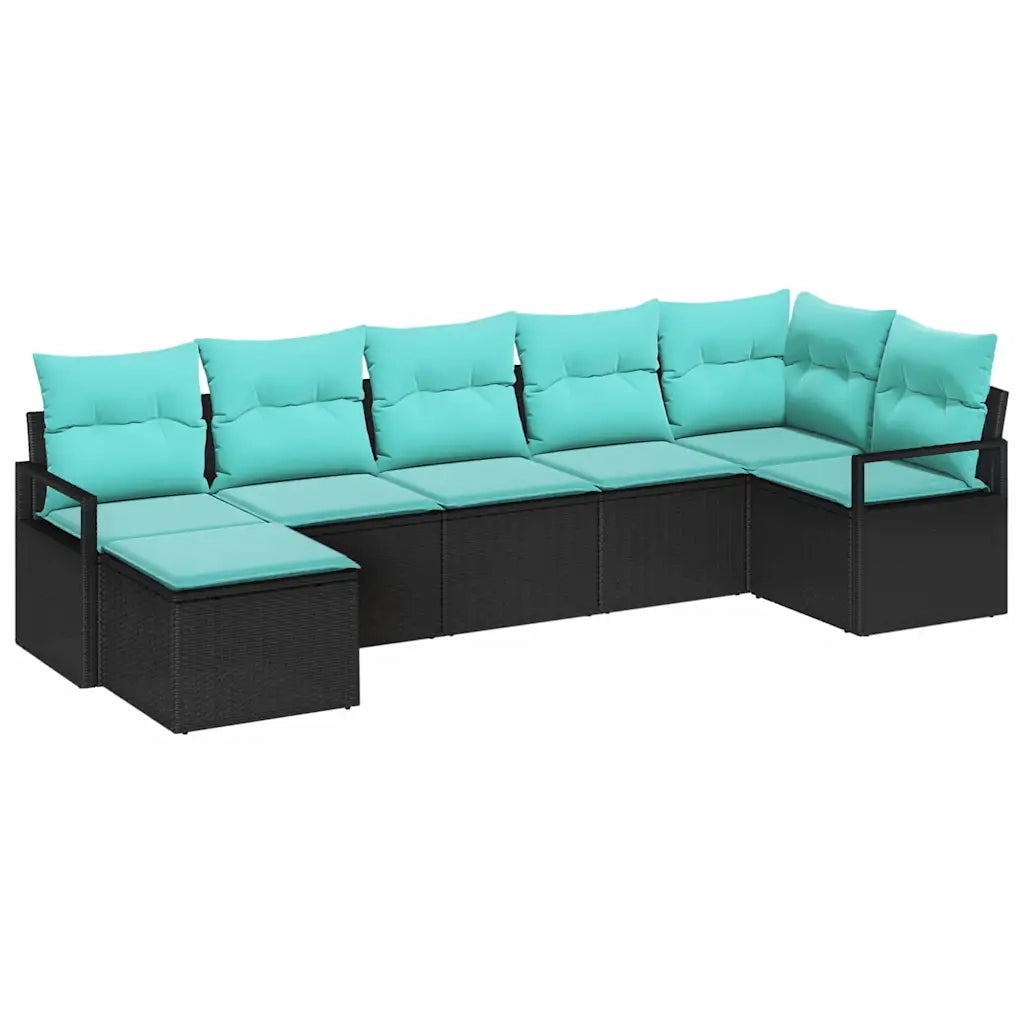 Set di divani con cuscino 7 pcs Nero polyrattan 3346476