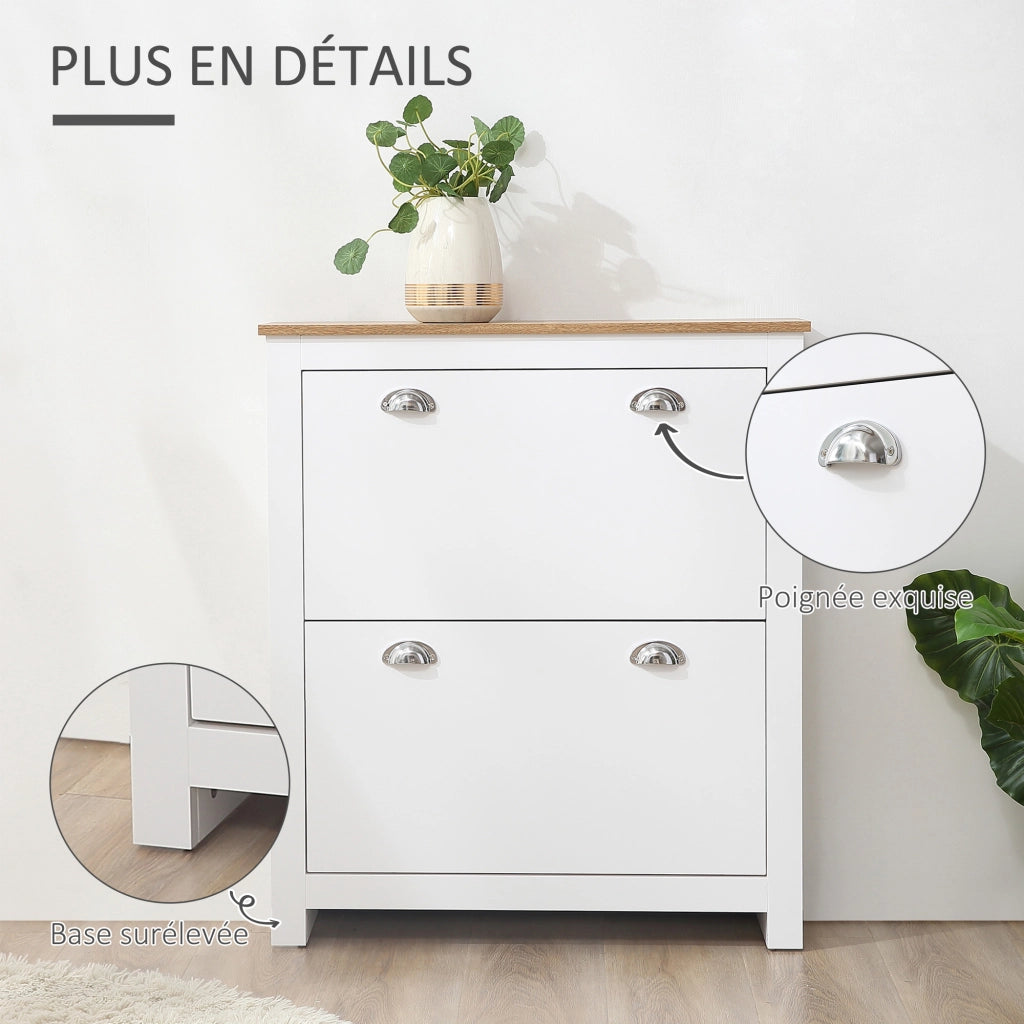 Scarpiera 12 paia ¨C zephmum ¨C bianco e rovere 79x23x90,5 cm