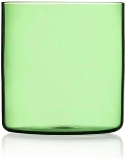 Bicchiere Tumbler Verde | Collezione Cilindro Extra Light Colore | 31 cl | Vetro Borosilicato | Fatto a Mano