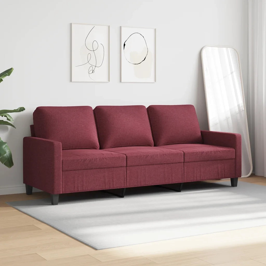 Divano | Divano da soggiorno | Sofa a 3 Posti Rosso Vino 180 cm in Tessuto