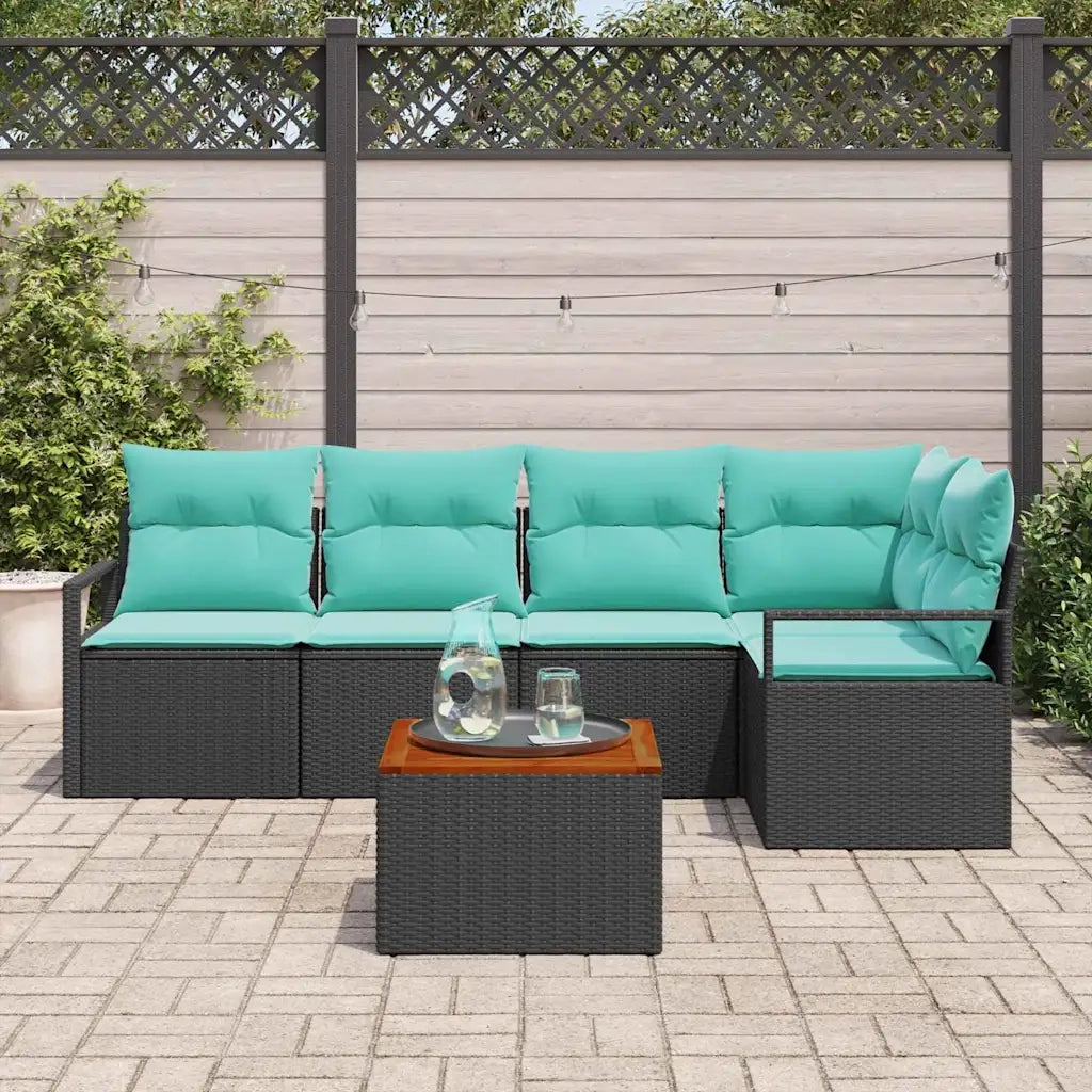 Set Divano da Giardino con cuscino 6 pcs Nero polyrattan 3347711
