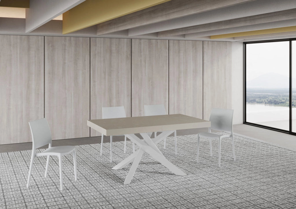 Tavolo Allungabile 160-420x90x77 cm Volantis Premium Cashmere Telaio Bianco
