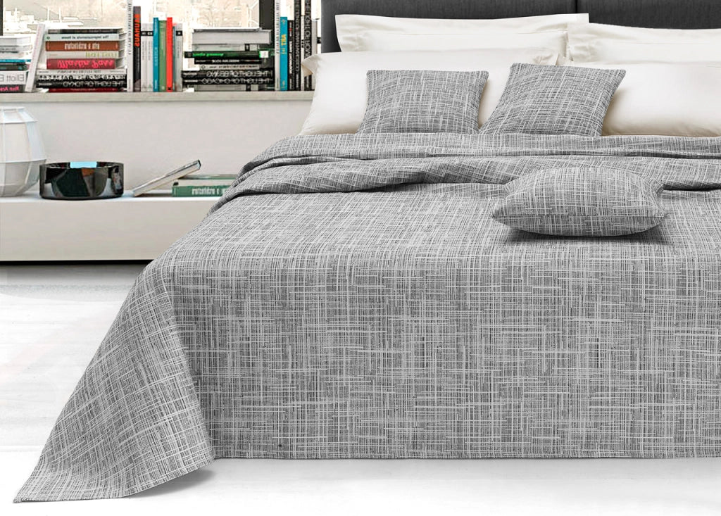 Telo Arredo Copridivano Multiuso Copritutto Misto Cotone Modello Multirighe - 260x260 - Silver
