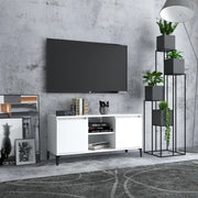 Mobile TV con Gambe in Metallo Bianco 103,5x30x50 cm 805968