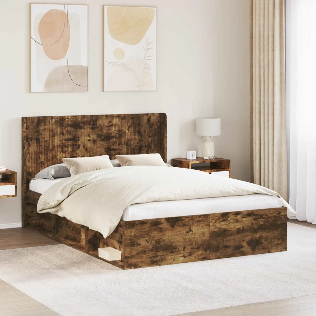 Letto da camera | Struttura del letto con stoccaggio e testata 3 pcs