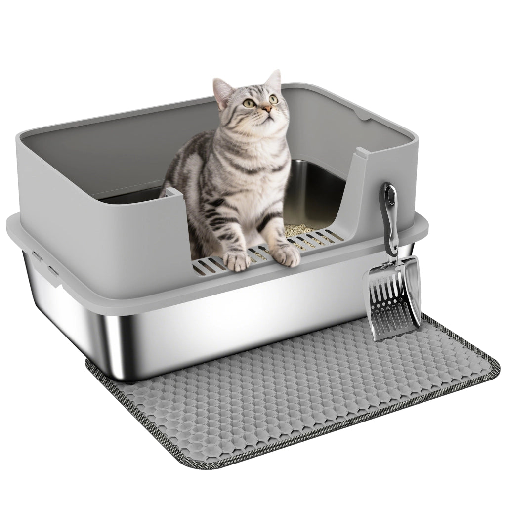 Lettiera per gatti XL in acciaio inox ¨C Xylo ¨C 60,2x40,2x29,5 cm grigio