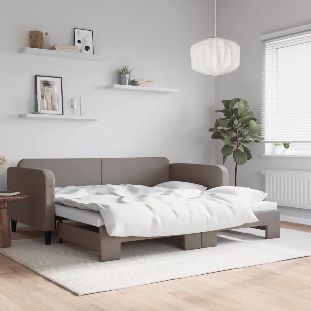 Divano letto | Sof¨¤ letto | Letto singolo Estraibile Tortora 100x200 cm in Tessuto