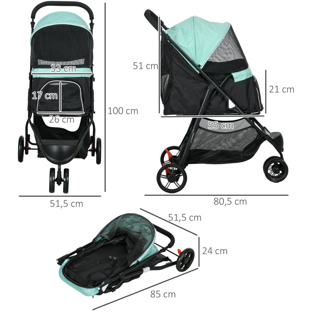 Carrello per animali domestici pieghevole ¨C Minimal ¨C Blu e verde