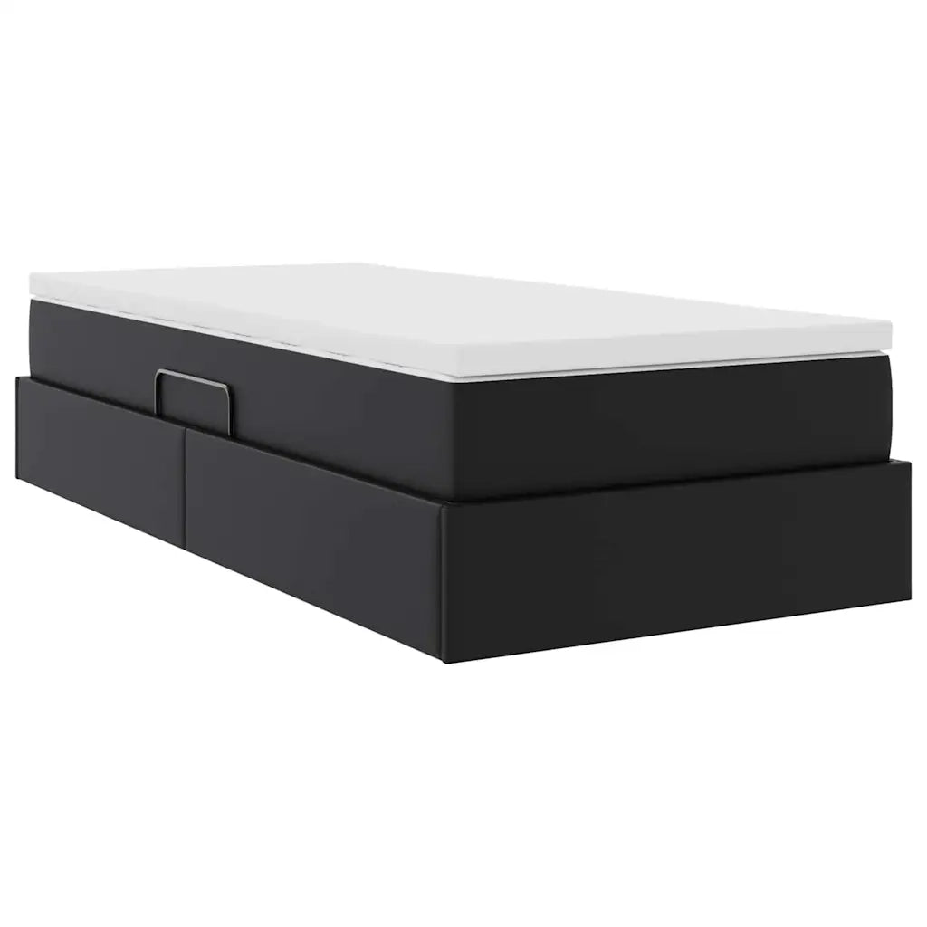 Letto con contenitore e materasso Nero 100 x 200 cm