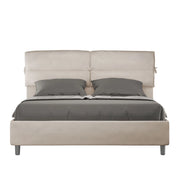 BS COM Letto matrimoniale con rete imbottito 160x200 microfibra sabbia