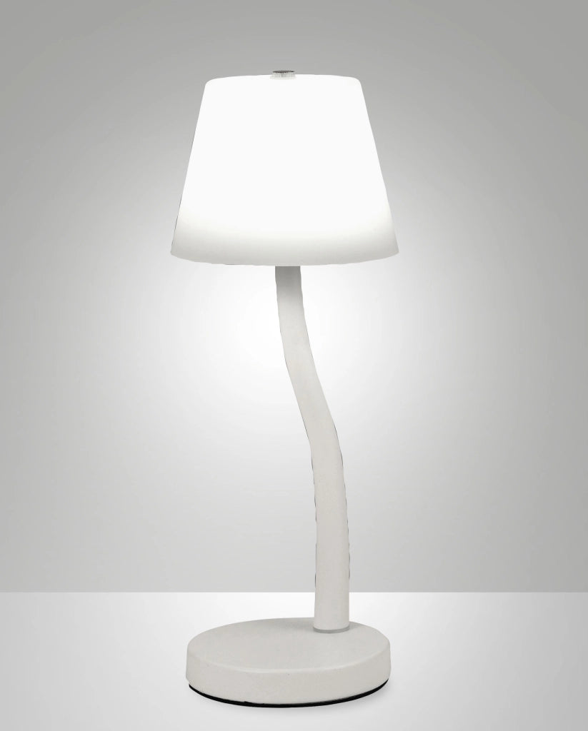 Lampada da Tavolo Ibla LED 9W 750lm 3000K, Dimmerabile al Tocco, Struttura in Metallo e Vetro Soffiato, Colore Bianco - Ibla