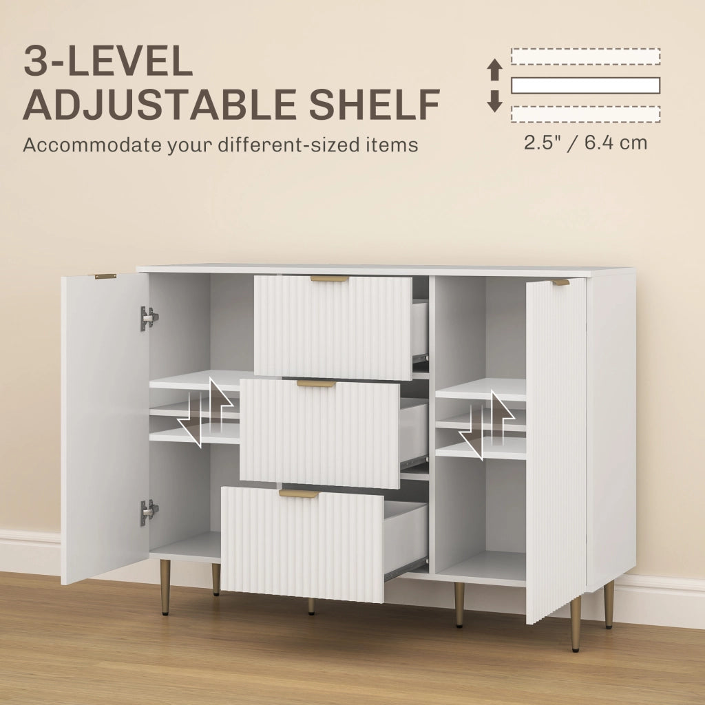 Credenza con 3 cassetti e 2 ante ¨C Xylo ¨C Legno e metallo bianco