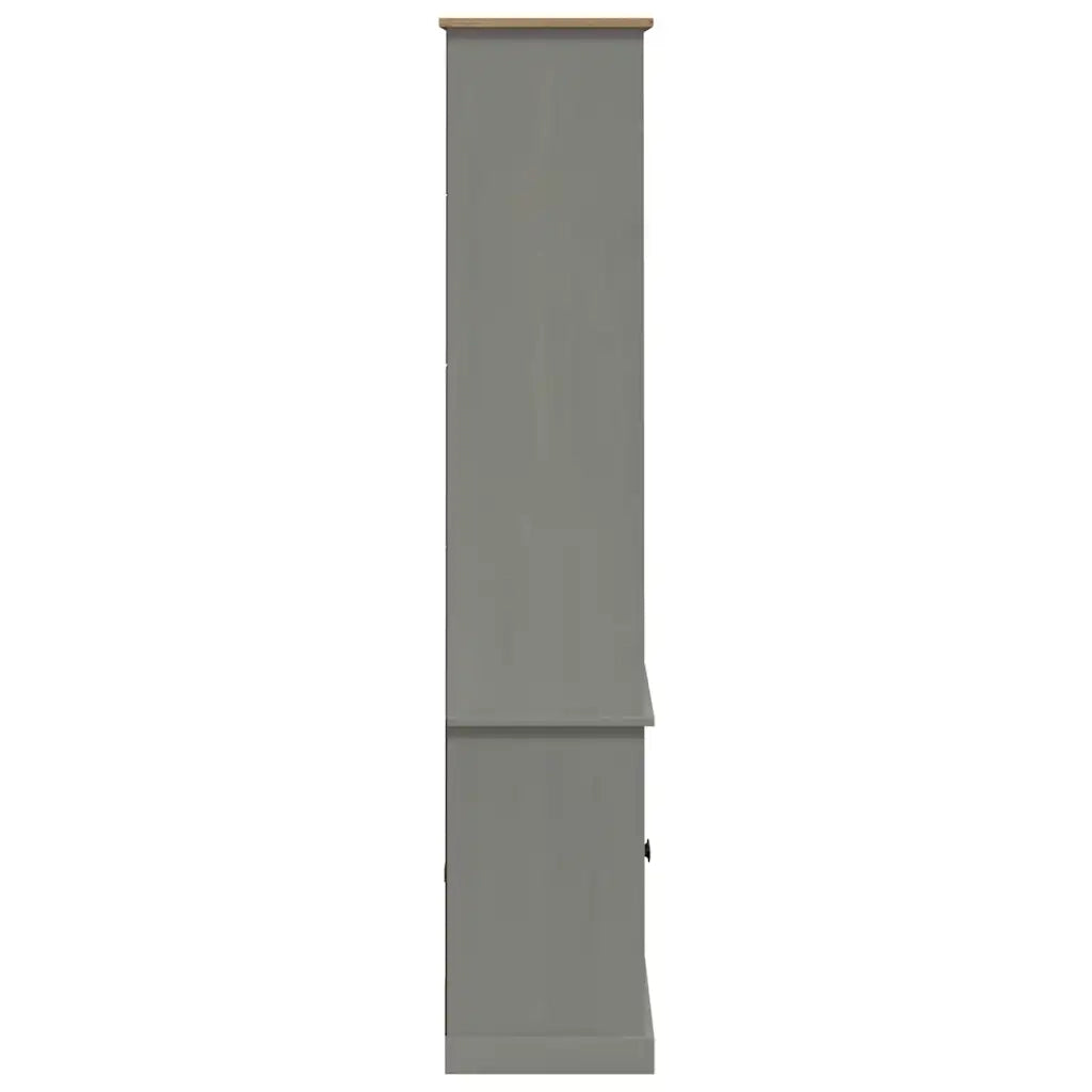 Libreria VIGO 85x35x170 cm in Legno Massello di Pino Grigio 353198
