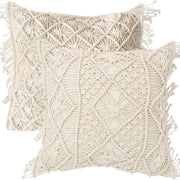Due coperte per cuscini in macramé, 45 x 45 cm, 100% manufatti a mano, coperte boho decorativi, coperture per cuscini personalizzate per divano, cuscini per schiena, coperture per cuscini, camera da letto.