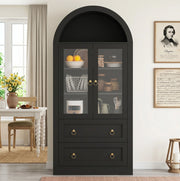 Armadio con arco 80 x 36 x 170 cm con ante in vetro e ripiani regolabili; nero