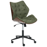 Sedia da ufficio regolabile con funzione girevole Seduta in compensato con rivestimento in tessuto bouclé Marrone scuro e verde elegante