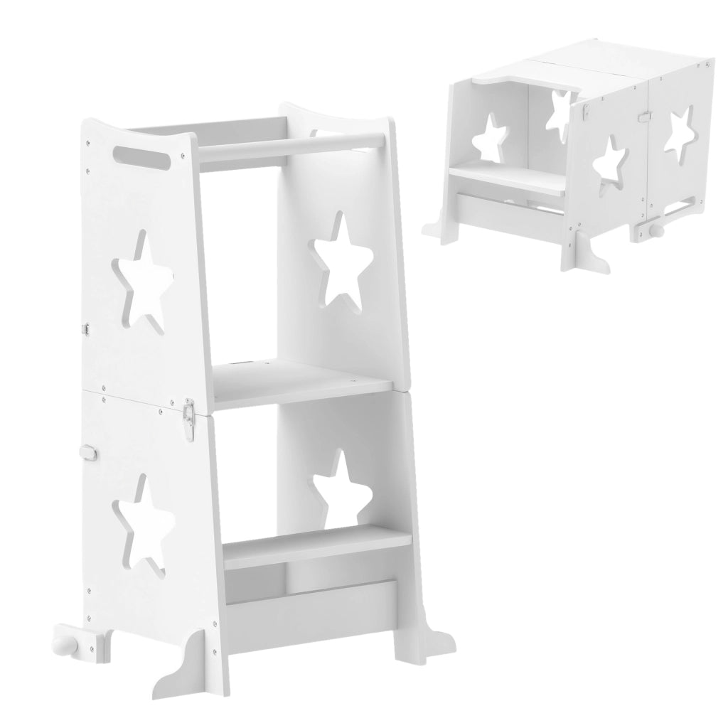 Scala Montessori Convertibile in Tavolo e Sedie ¨C Xylo ¨C Legno Bianco 60x44.5x86cm