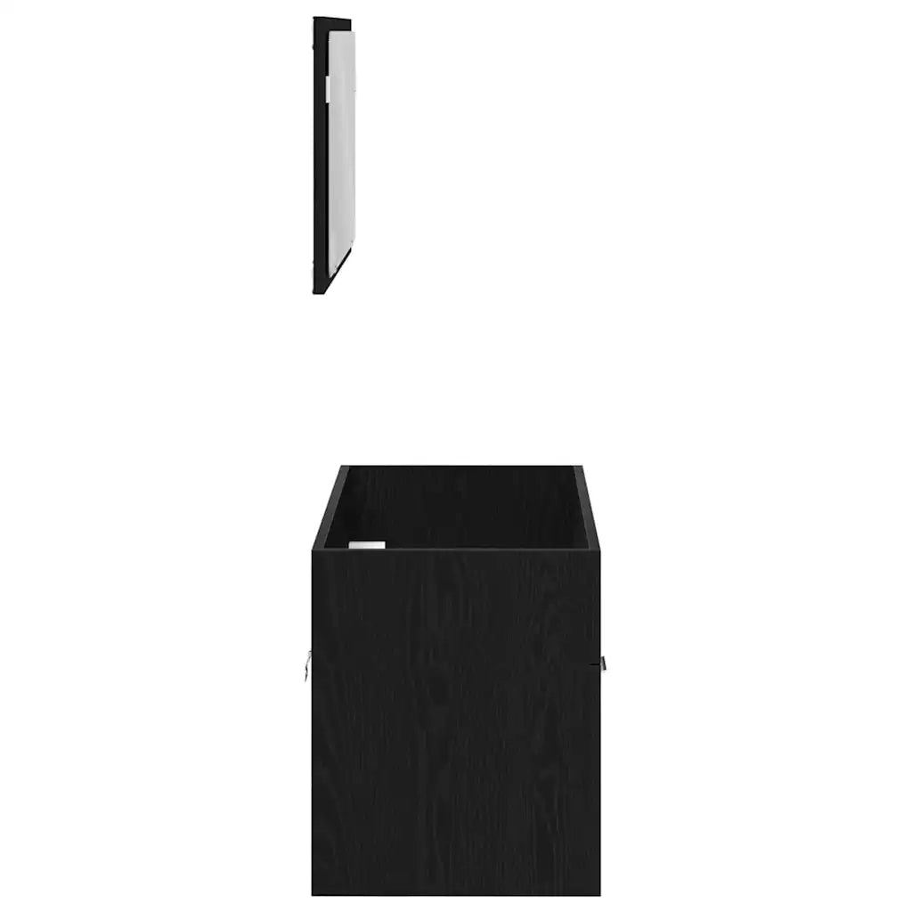 Set di mobili per il Bagno | Armadio da bagno 2 pz Rovere Nero Legno multistrato