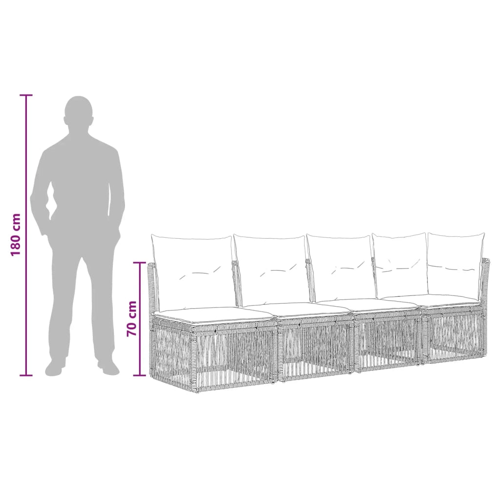 Set Divano da Giardino 11 pcs Nero polyrattan 3434359