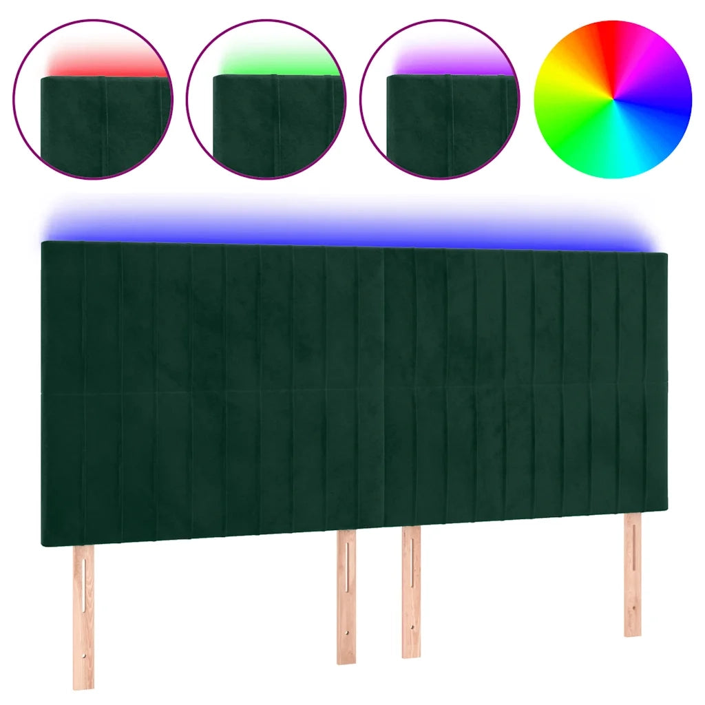 Testiera | Testata a LED Verde Scuro 160x5x118/128cm in Velluto