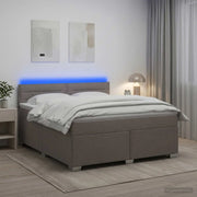 Letto con Box Spring, Materasso e LED Tortora 140 x 190 cm 3451935