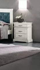 Comodino 3 cassetti laccato bianco l.57 p.38 h.66 - Mobili 2G