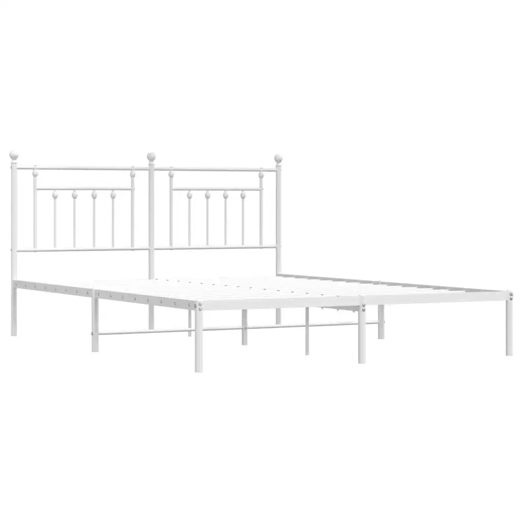 Letto matrimoniale | Letto per adulti | Giroletto con Testiera Metallo Bianco 183x213 cm