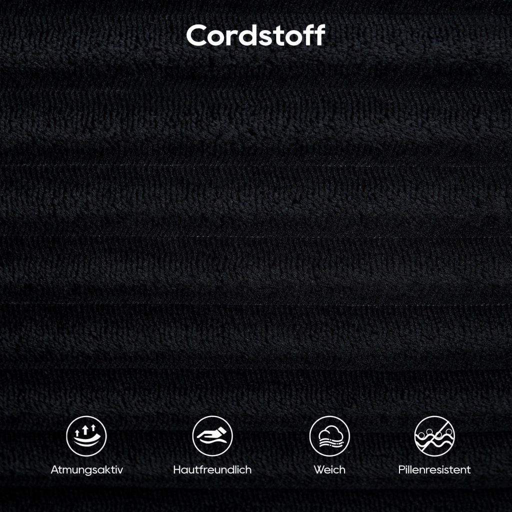 Divano 2 Posti in Tessuto a Coste ¨C MINIMAL ¨C Compatto, Memory Foam, Grigio