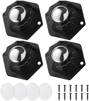4 ruote a sfera per mobili - carico pesante, autoadesivo e forato, piccola ruota universale 360° rotante per mobili e accessori da cucina (nero)