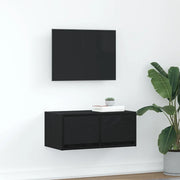 Mobile Porta TV Rovere Nero 60x31x25,5 cm in Legno Multistrato 861492
