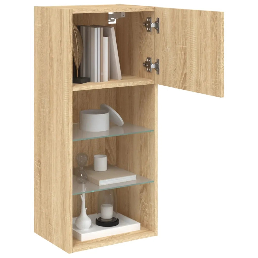 Mobili TV con Luci LED 2pz Rovere Sonoma 40,5x30x90 cm 837048