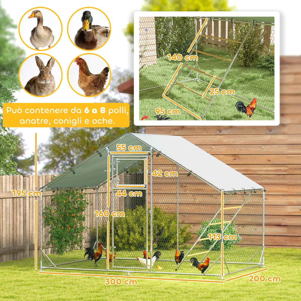 Recinto per Galline 6m2 ¨C Minimal ¨C Argento 3x2x1.9m