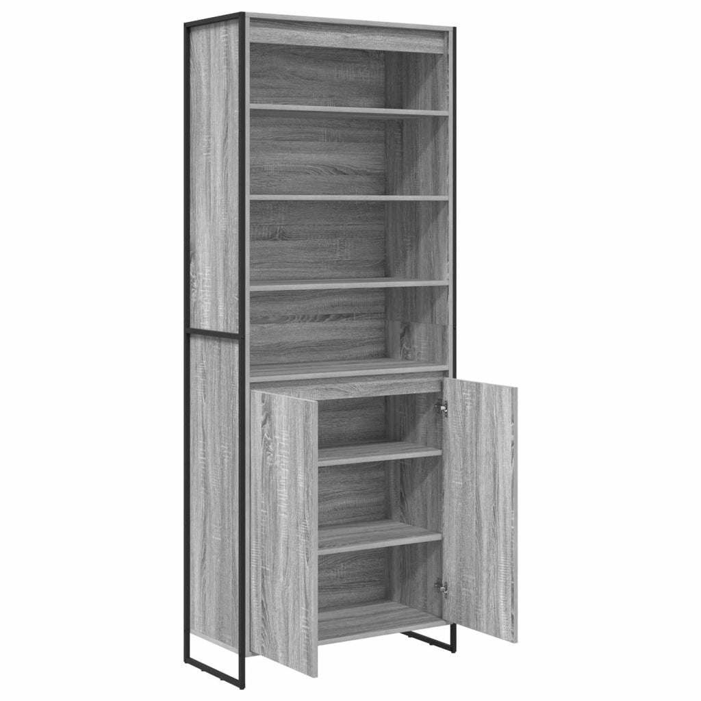 Set di 2 mobili alti rettangolari moderni con ante 79 x 36 x 200 cm in legno ingegnerizzato grigio Sonoma 02_0056106