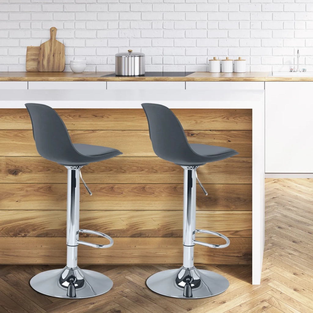 IDMarket - Set di 2 sgabelli da bar design grigio KARL