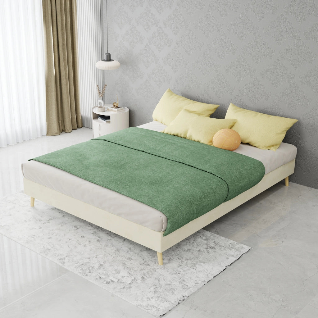 letto tessuto e metallo beige 140 x 200 cm