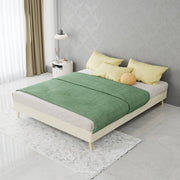 letto tessuto e metallo beige 140 x 200 cm
