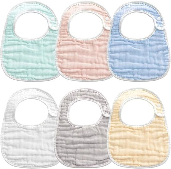 Set di 6 fasciature per bambini, morbidi e assorbenti, fasciature in cotone 100% con chiusura a pressione regolabile per neonati, bambini e piccoli, fasciature unisex in stile bandana per il passaggio dei denti e il pianto.