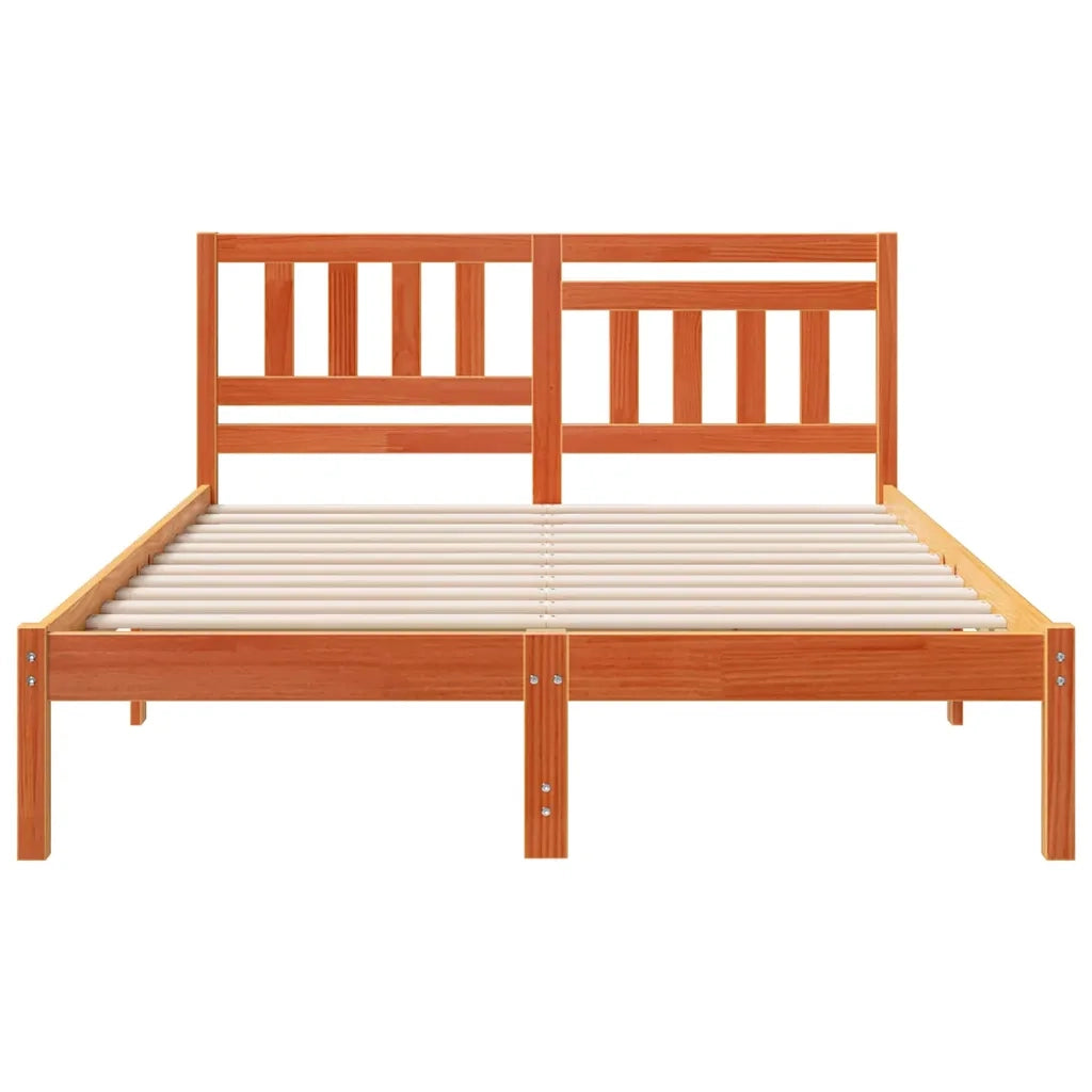 Struttura del letto con testiera Cera marrone 135 x 190 cm