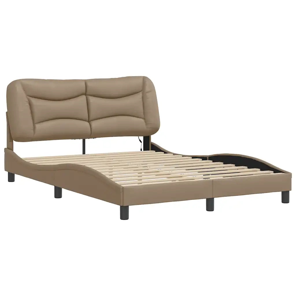Letto matrimoniale | Letto per adulti | Giroletto con LED senza Materasso Hvar Cappuccino 140x190 cm