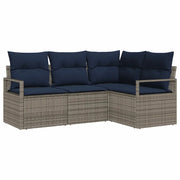 Set di divani con cuscino 4 pcs Grigio polyrattan 3346365