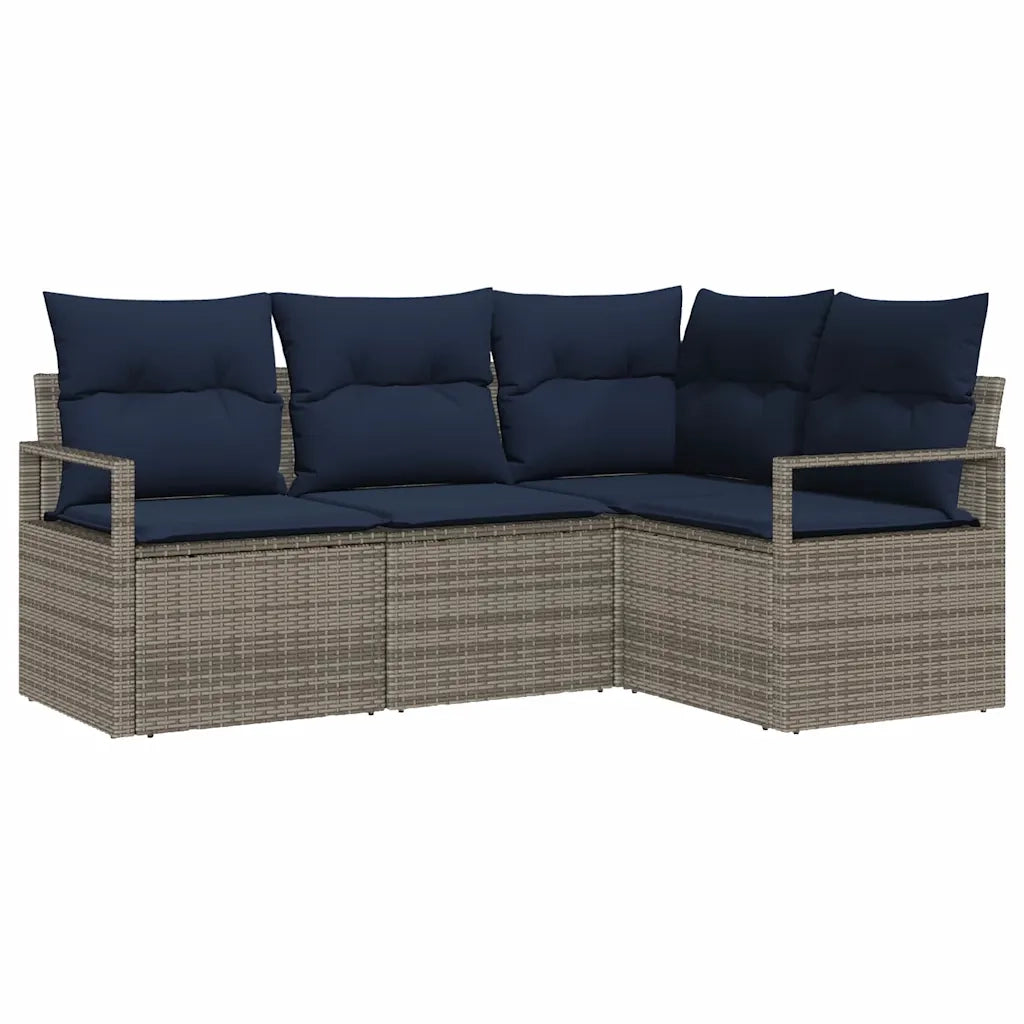 Set di divani con cuscino 4 pcs Grigio polyrattan 3346365