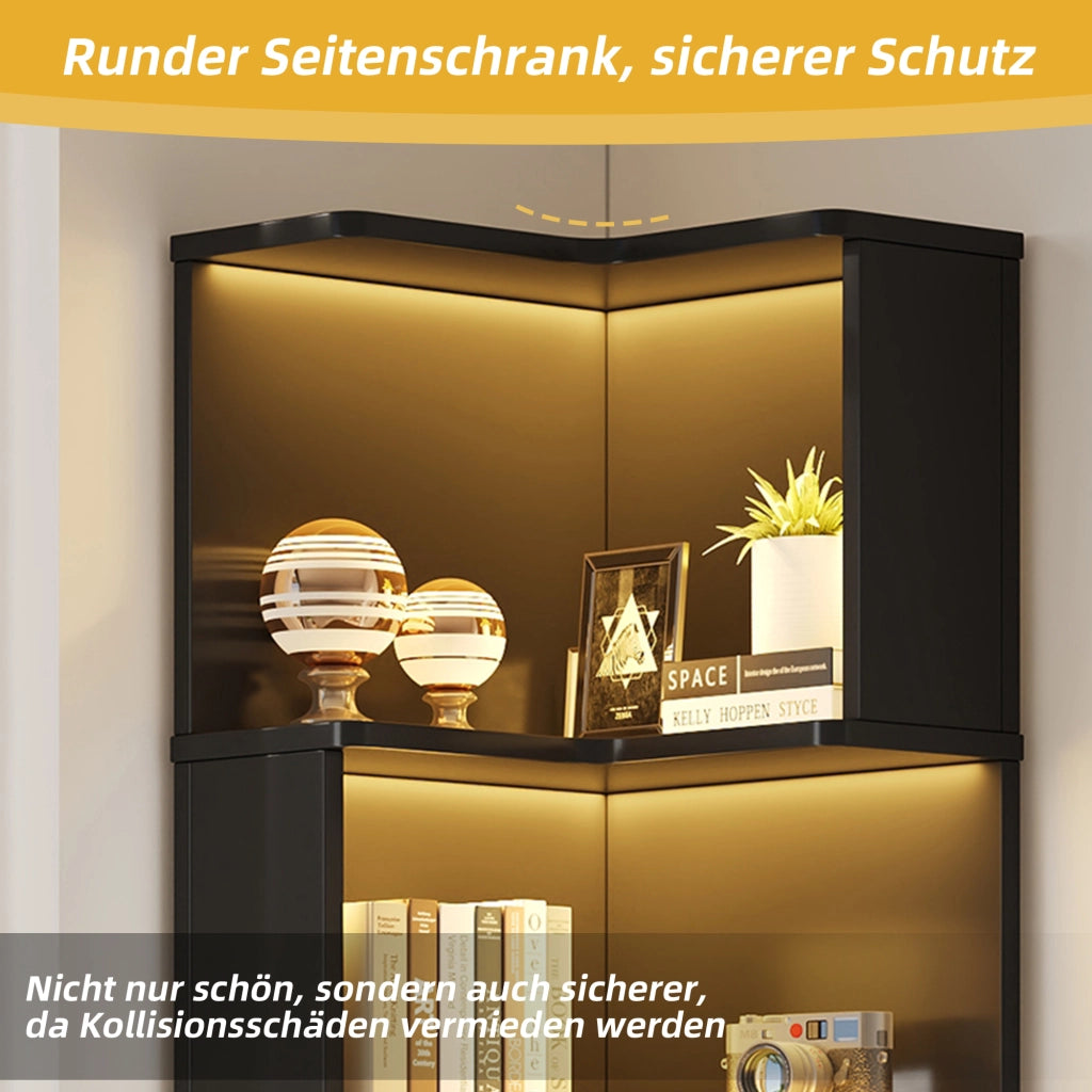 LIBRERIA angolare a L 63,5x45x175 cm in MDF nera con LED RGB