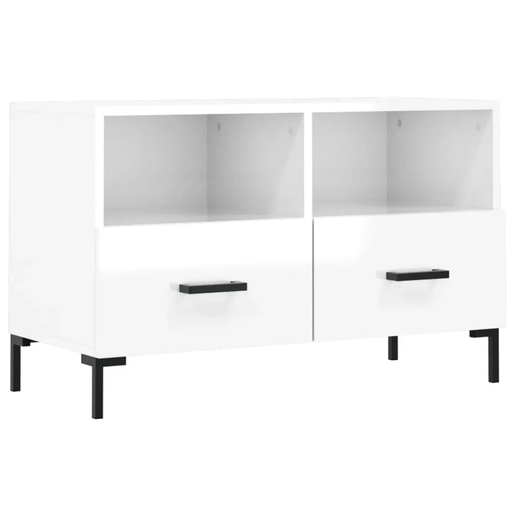 Mobile TV | Armadietto TV | Mobile Porta TV Bianco Lucido 80x36x50 cm in Legno Multistrato