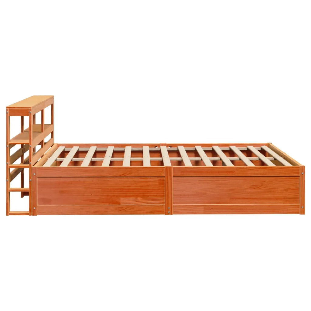 Giroletto con Testiera-Letto con Testiera Marrone Cera 120x190 cm Massello Pino 228763