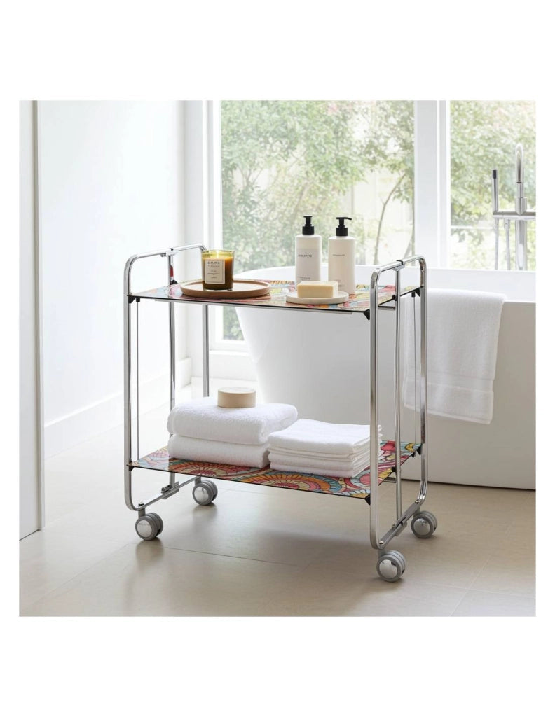 Carrello da cucina pieghevole cromato con ruote BAUHAUS 2 ripiani